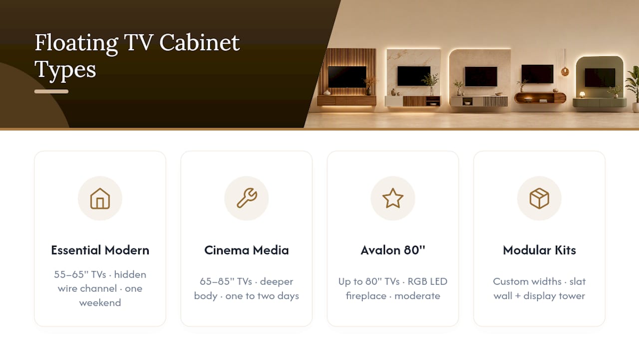 Comparison chart of floating TV cabinet types