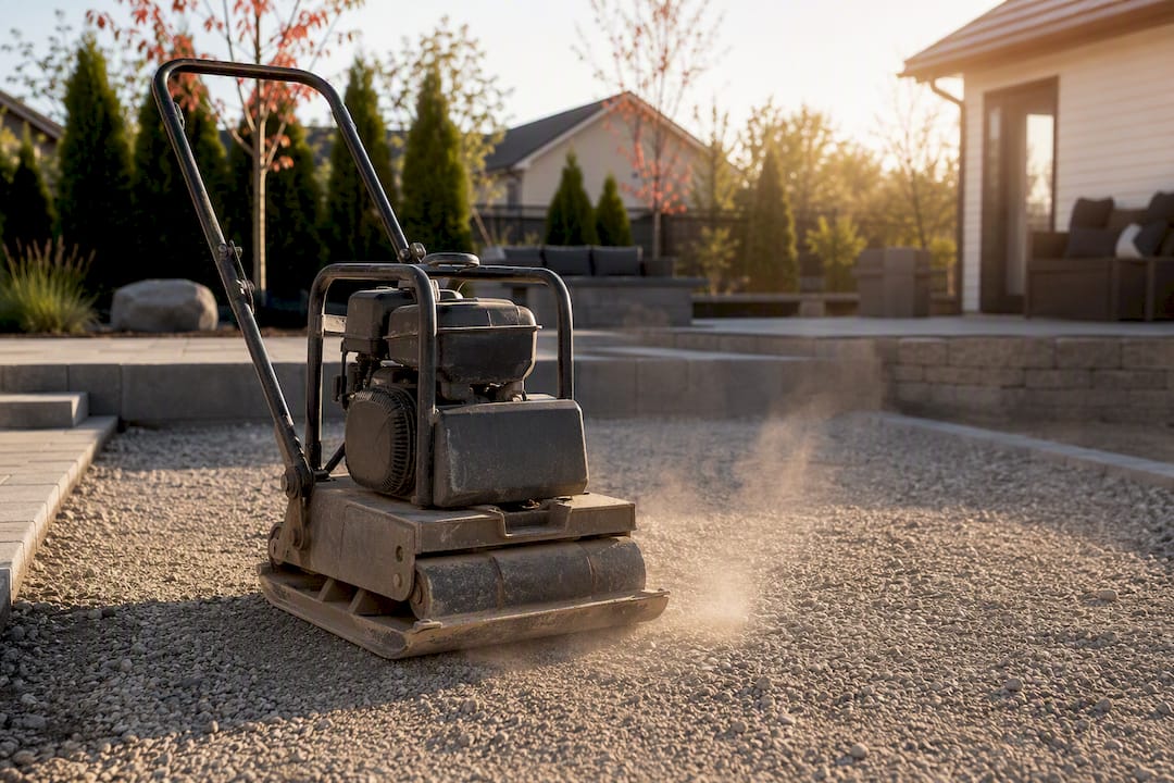 Plate compactor with rubber rollers on base