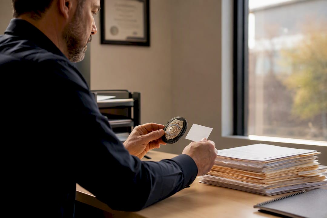 Bail agent hands verifying license