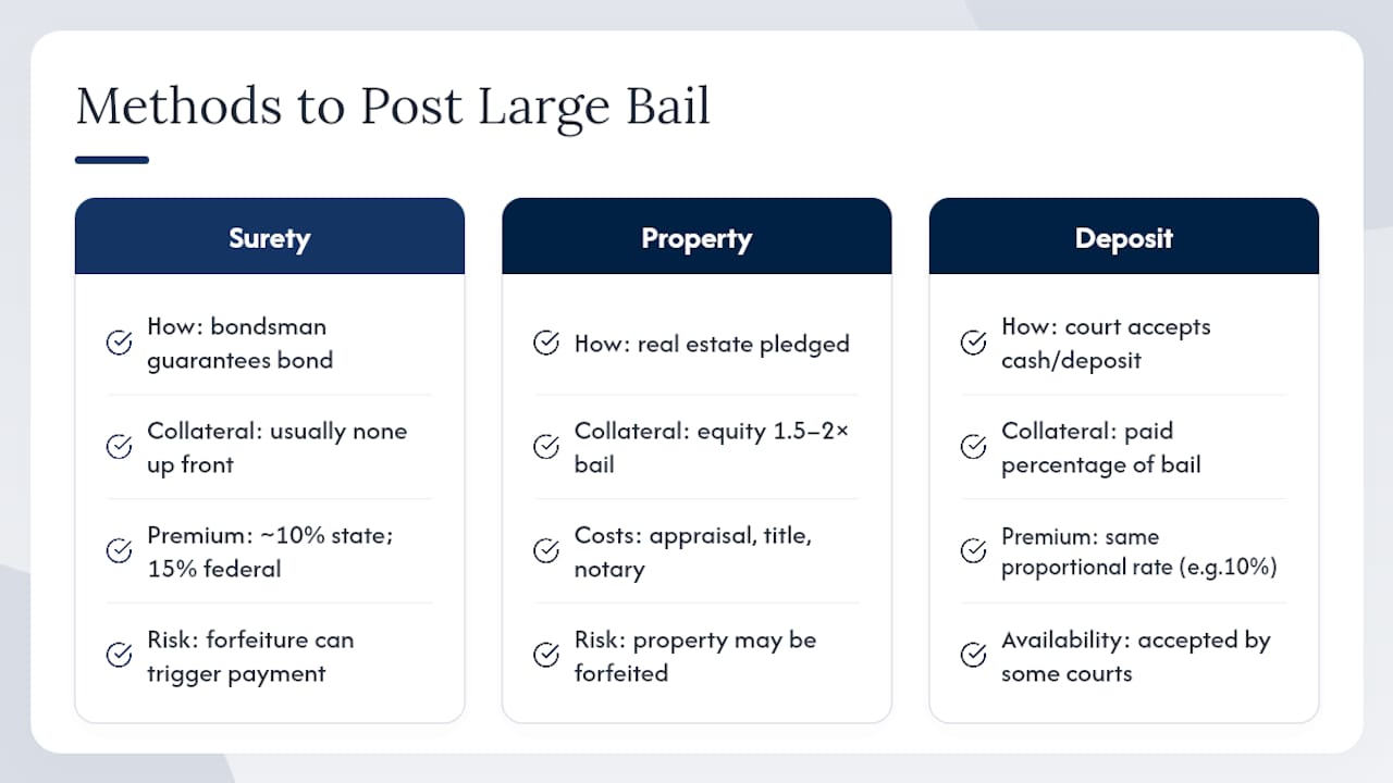 Comparison diagram of major bail bond types