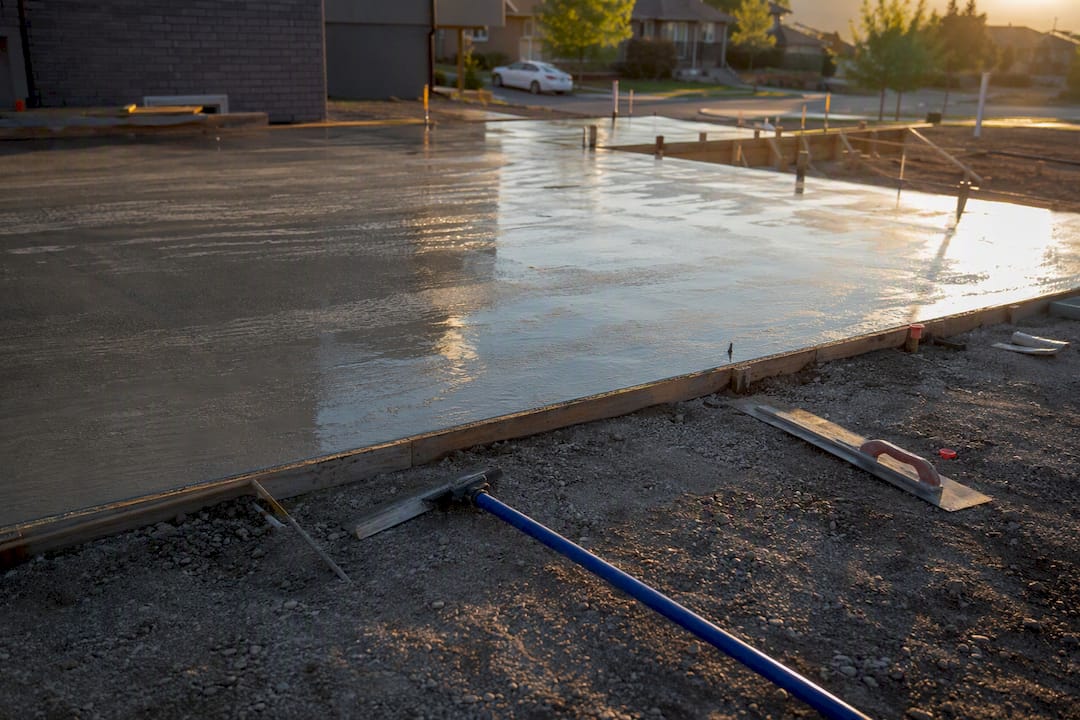 Bleed water sitting on fresh concrete