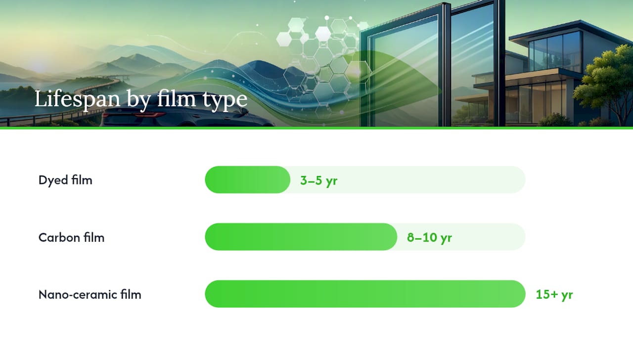 Comparison of dyed, carbon, and ceramic tint properties