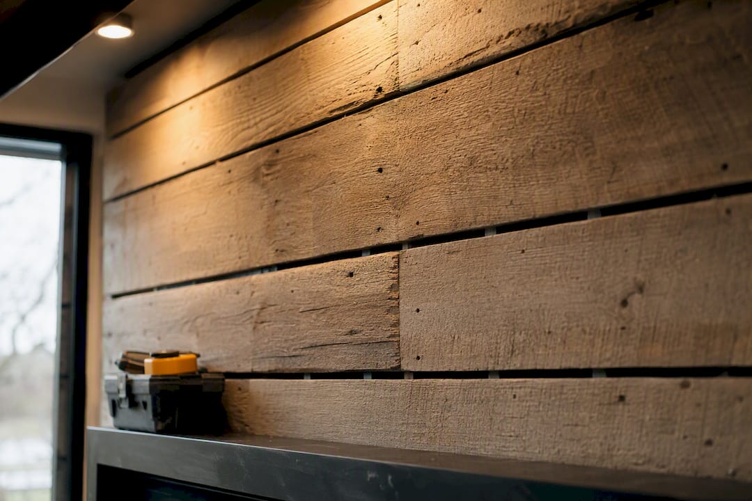 Stacked stone cladding texture on media wall