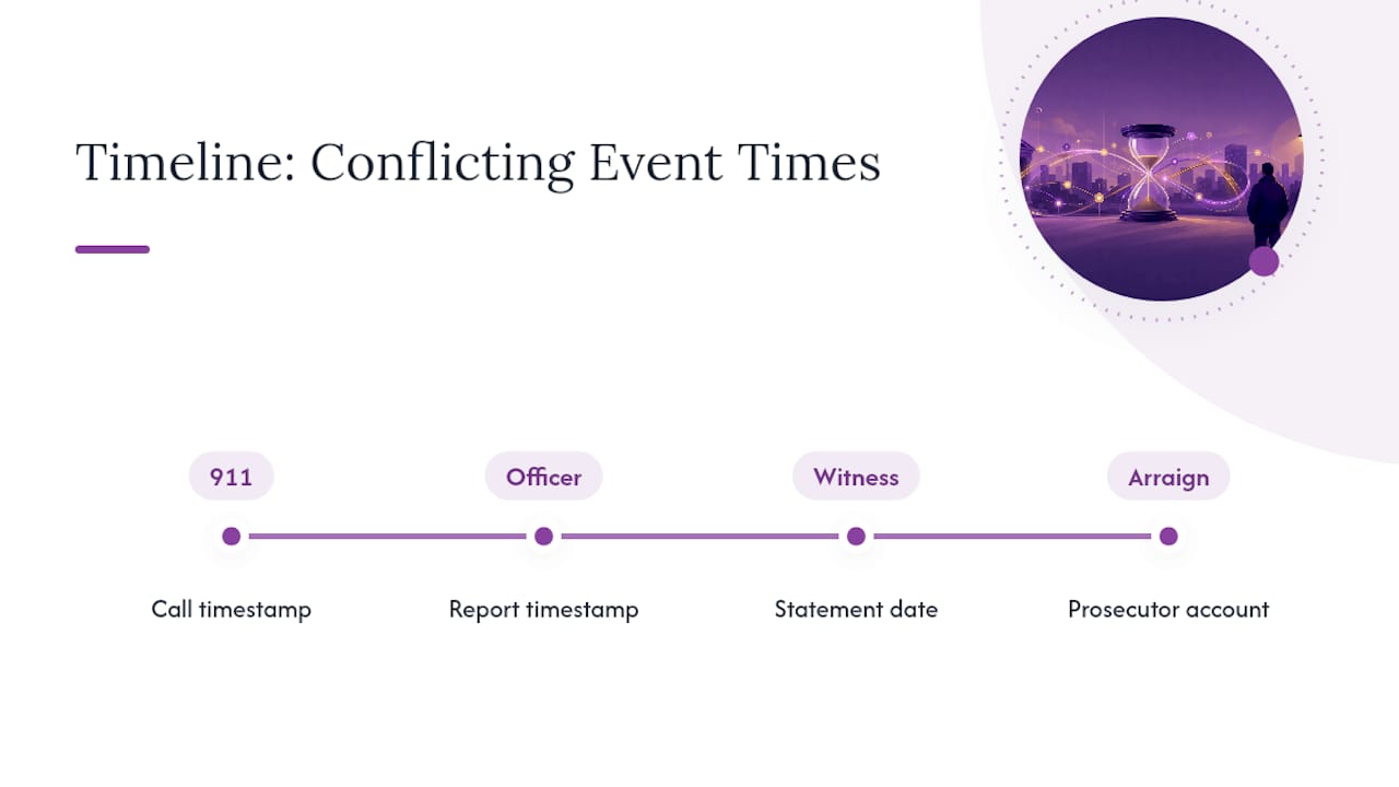 Timeline comparison of evidence discrepancies