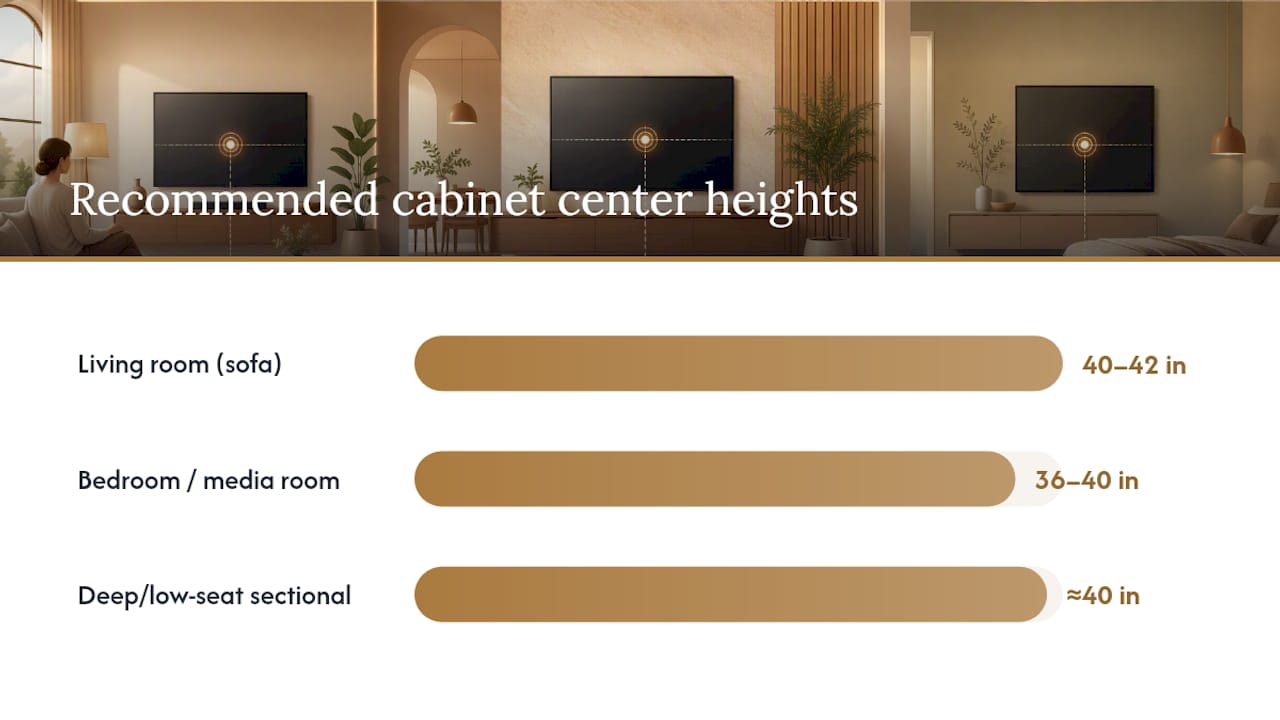 Diagram of optimal floating cabinet height versus seated eye level