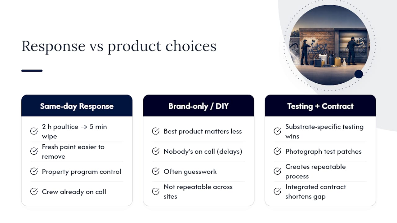 Why Same-Day Response Beats Any Single Removal Product — overview diagram