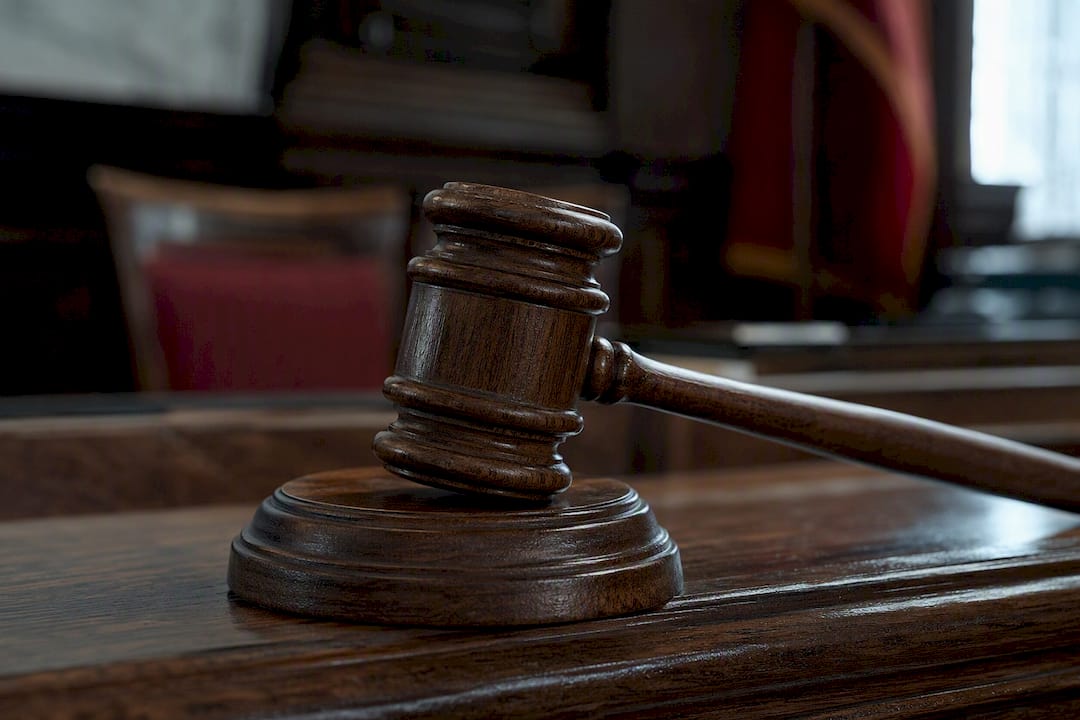 Courtroom gavel on striking block