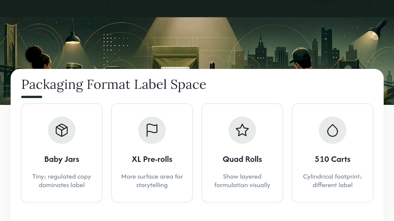 Diagram showing Jeeter packaging formats and branding space