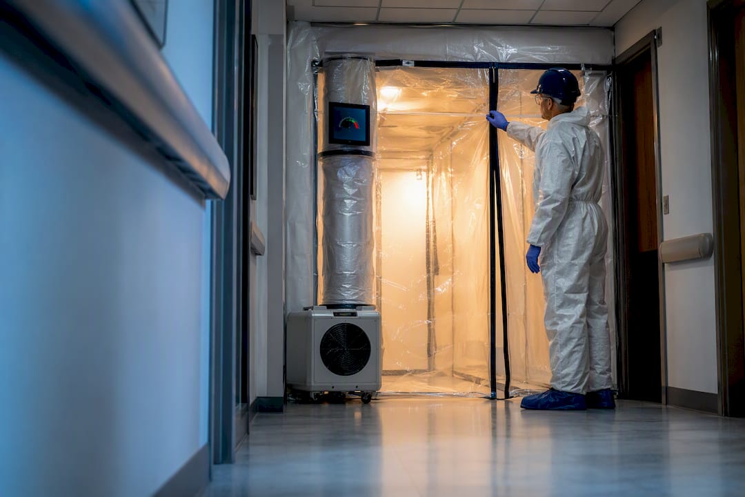 Hospital containment entrance under infection control controls