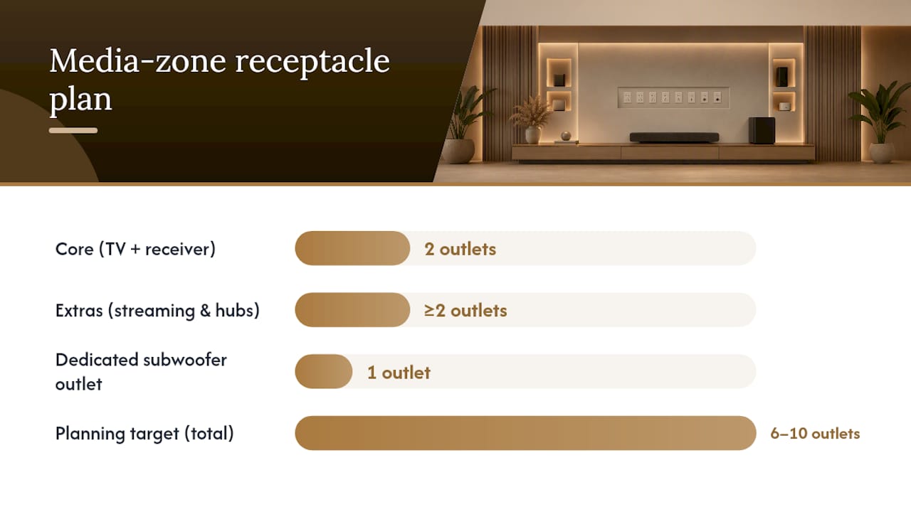 Media wall receptacle planning diagram