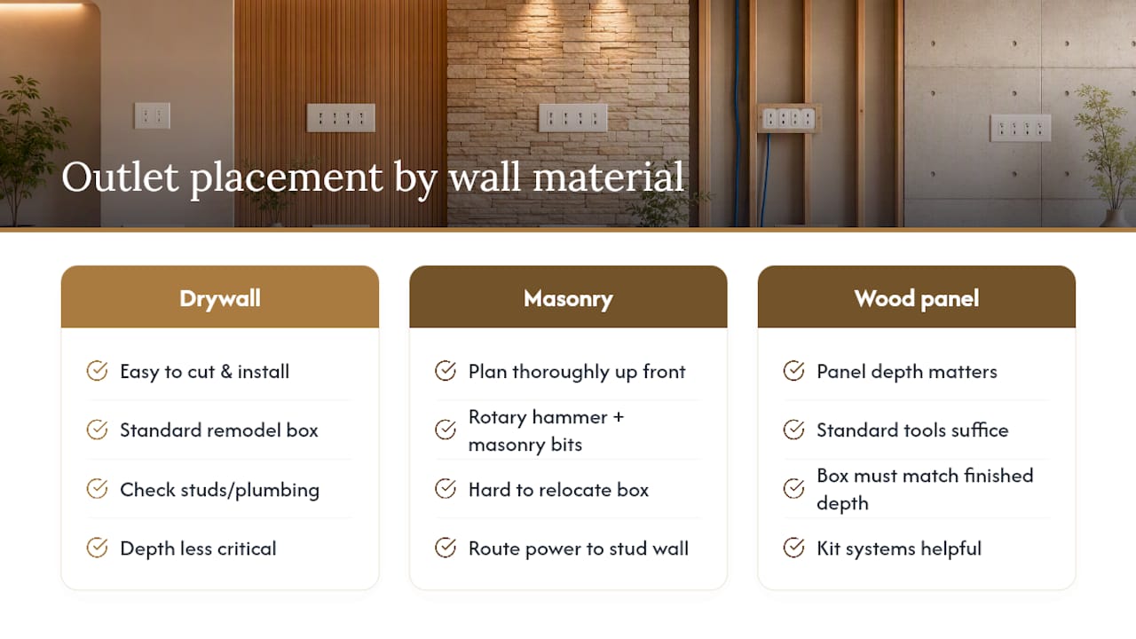 Does Wall Material Change Where Outlets Go? — overview diagram