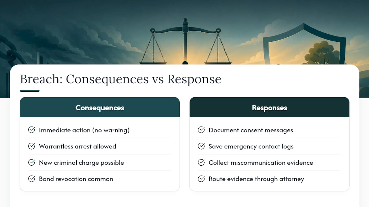 Consequences of Breaching Bail Conditions — overview diagram