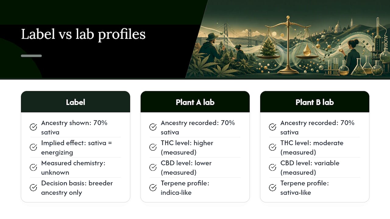 Label shorthand versus measured cannabis chemistry