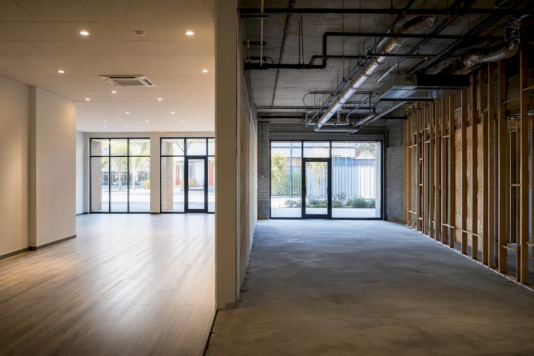 Comparison of finished and raw retail spaces