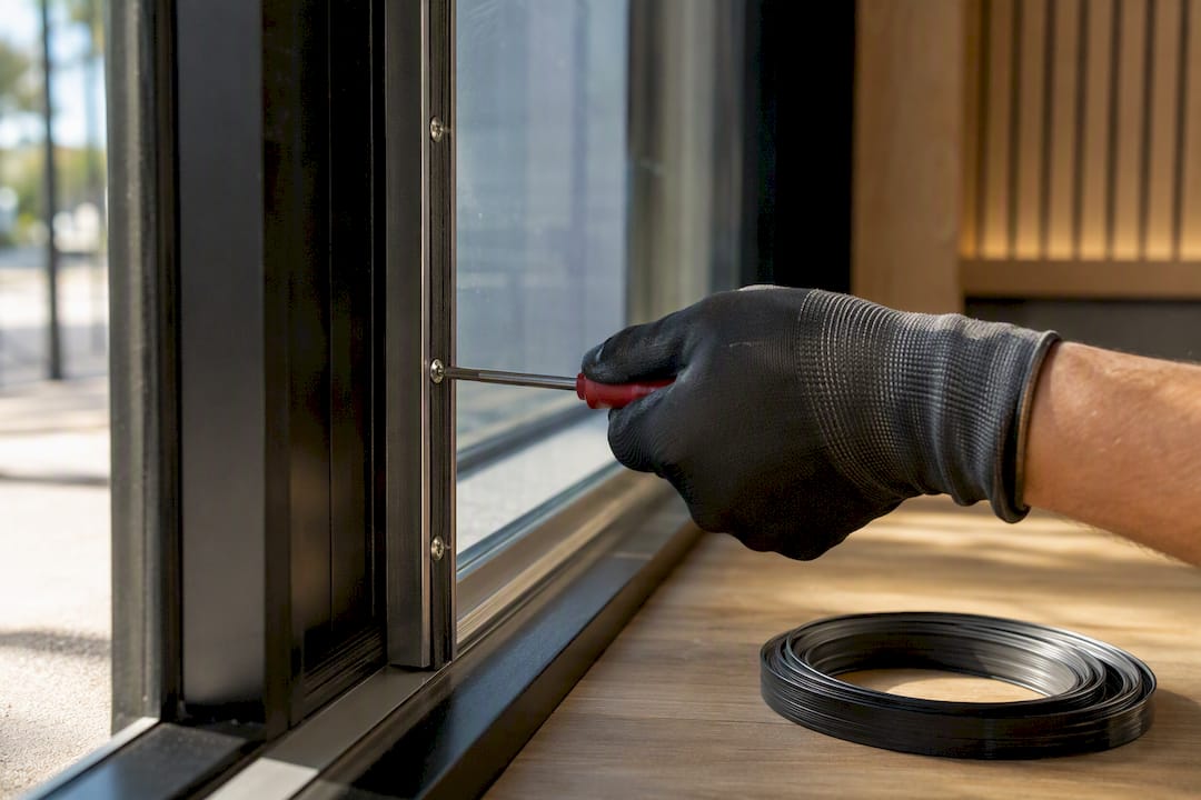 Installer securing window film retention hardware