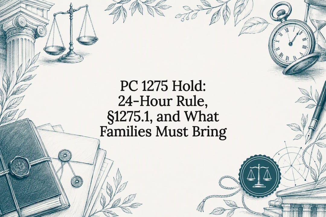 PC 1275 Hold: 24‑Hour Rule, §1275.1, and What Families Must Bring