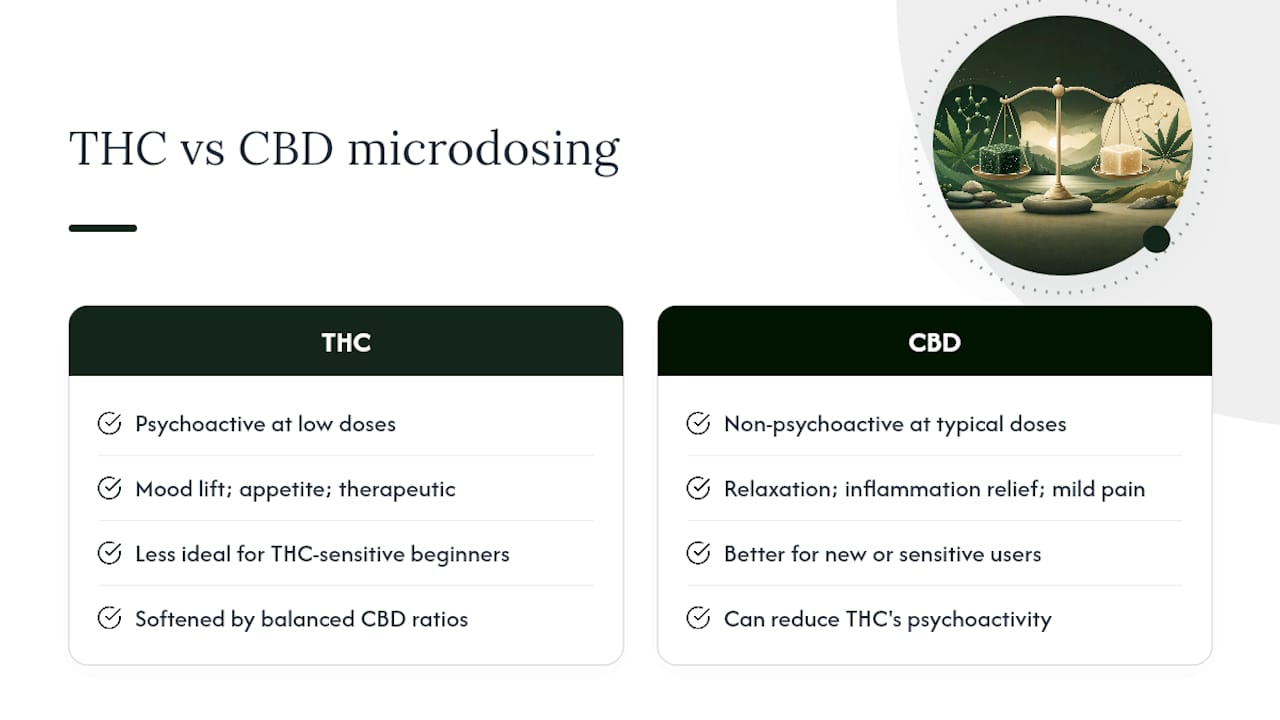 CBD vs. THC Microdosing: Which One Fits Your Goal? — overview diagram