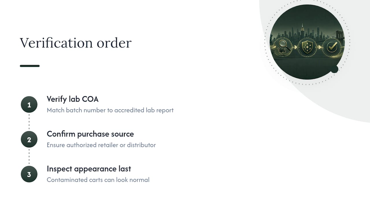 Three-step cartridge verification order