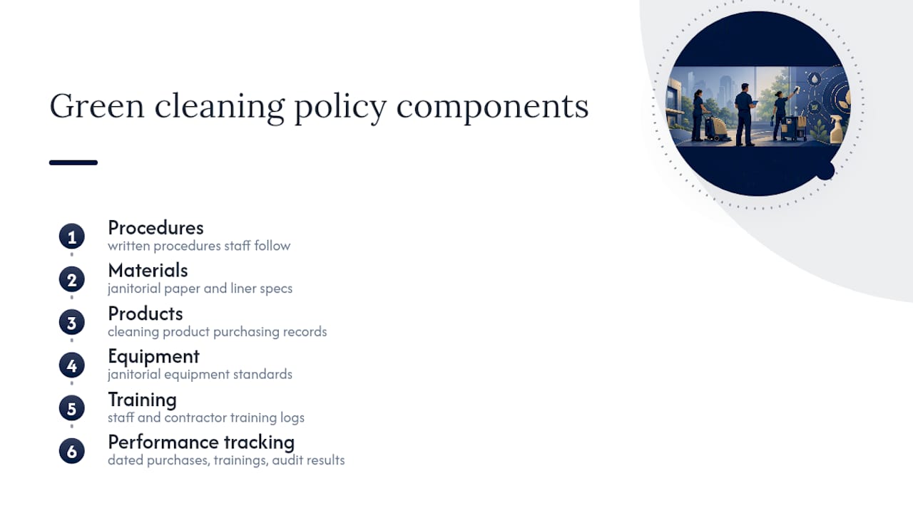 Six components of a LEED cleaning policy