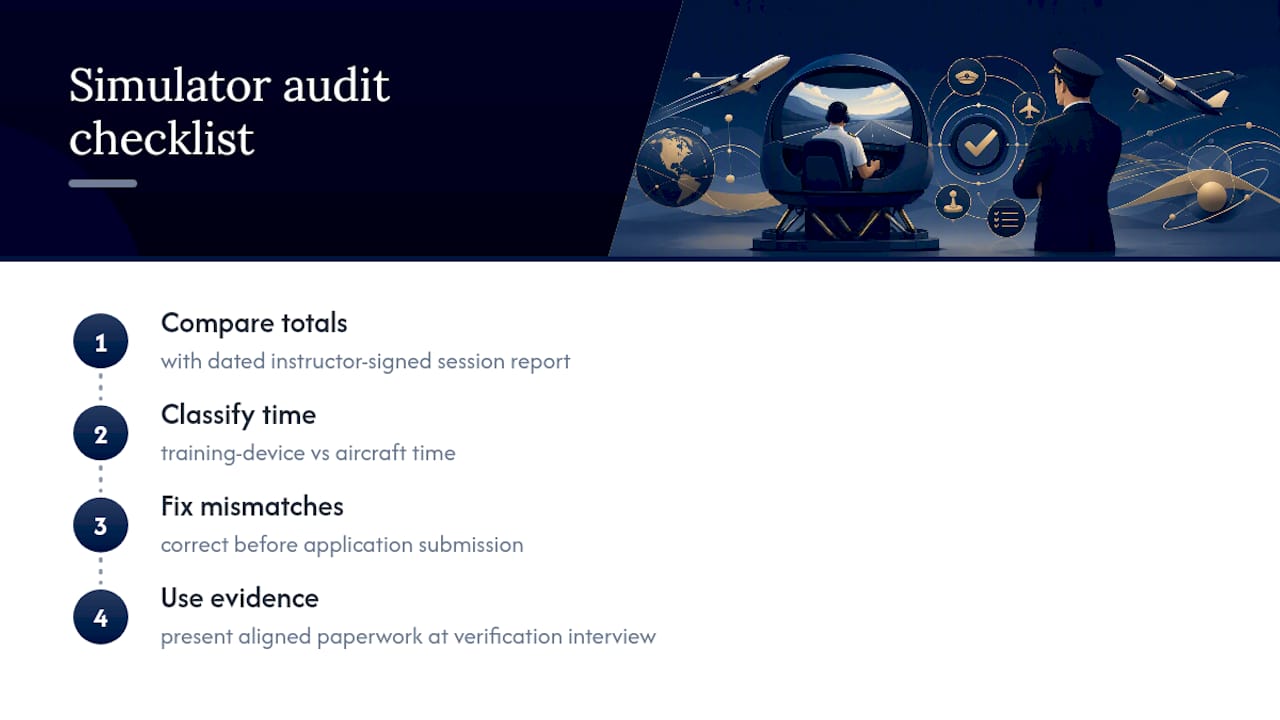 Simulator evidence audit workflow
