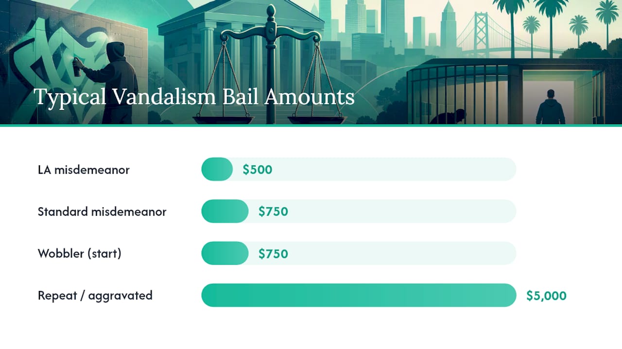 What Are Typical Bail Amounts for Vandalism in California? — overview diagram