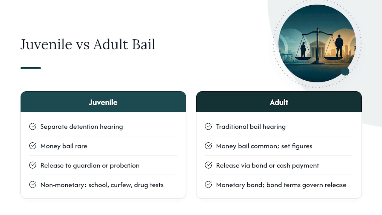 How Does Juvenile Gun Charge Bail Differ From Adult Cases? — overview diagram
