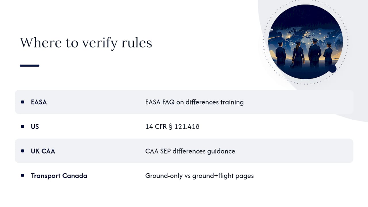 Four-jurisdiction differences training verification map