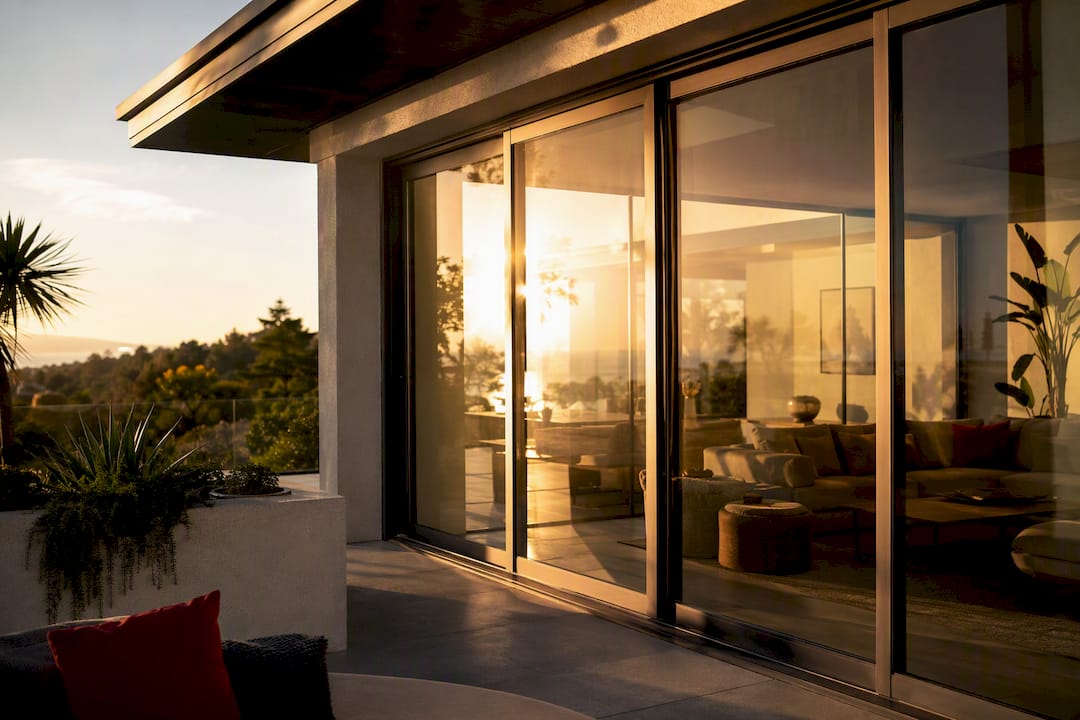 West-facing home windows in intense afternoon sun