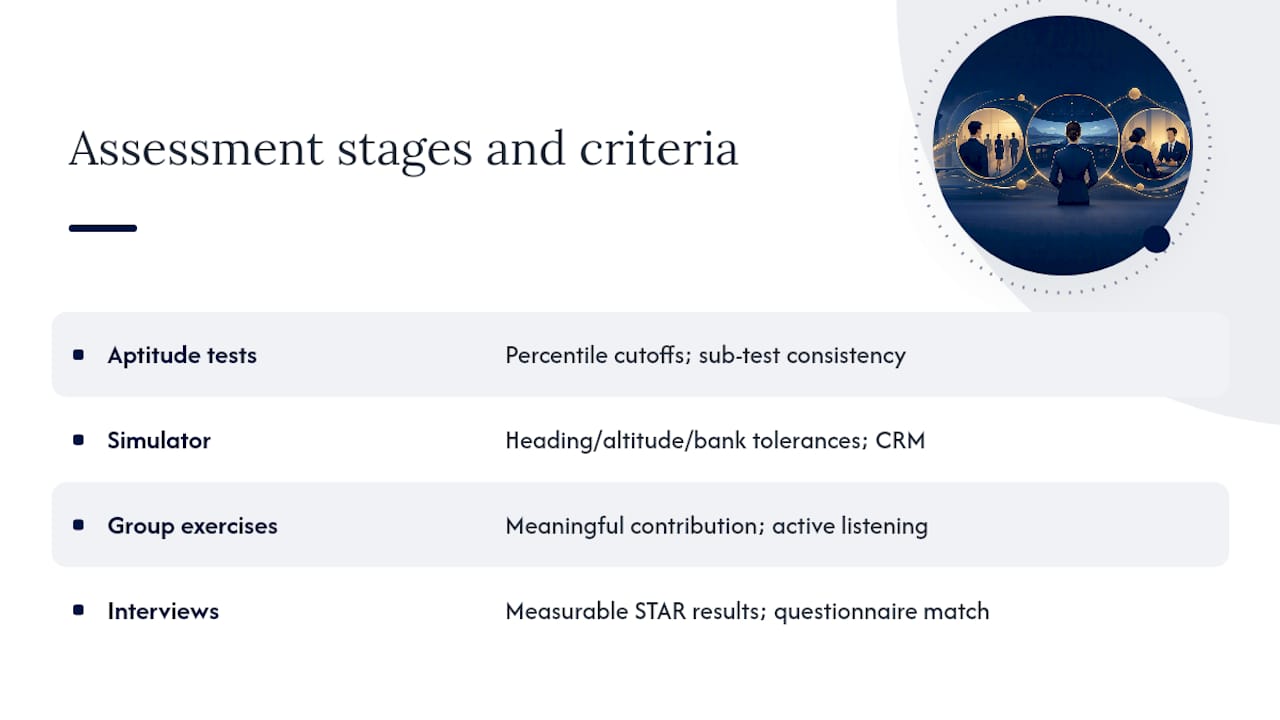 Airline assessment stages and scoring criteria