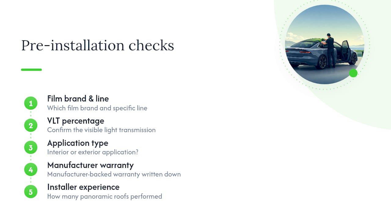 Five checks before panoramic roof tint installation