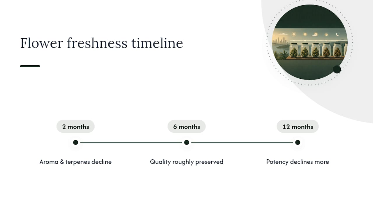 Cannabis flower freshness timeline