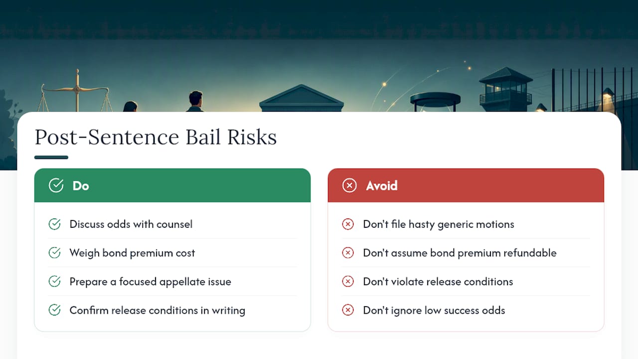What's at Stake If You Push for Bail After Sentencing — overview diagram