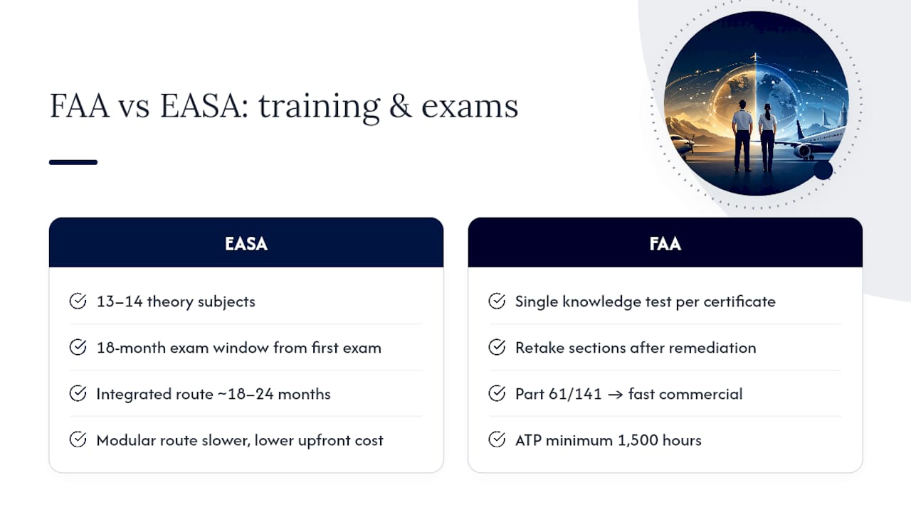 FAA and EASA training pathway comparison