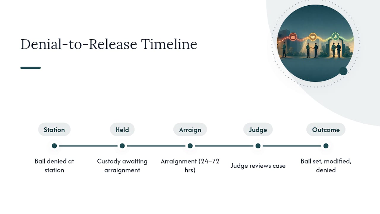 Timeline from bail denial to arraignment