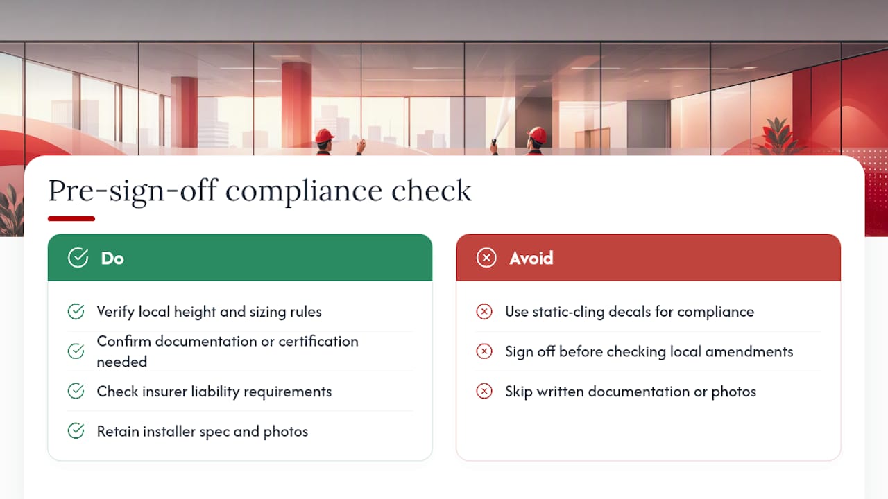 Glass manifestation film compliance checklist