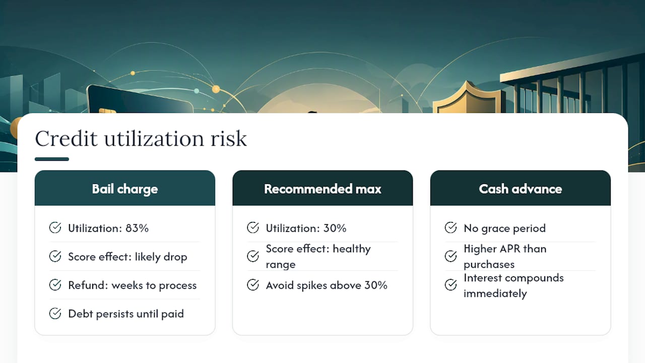 Credit utilization after charging bail