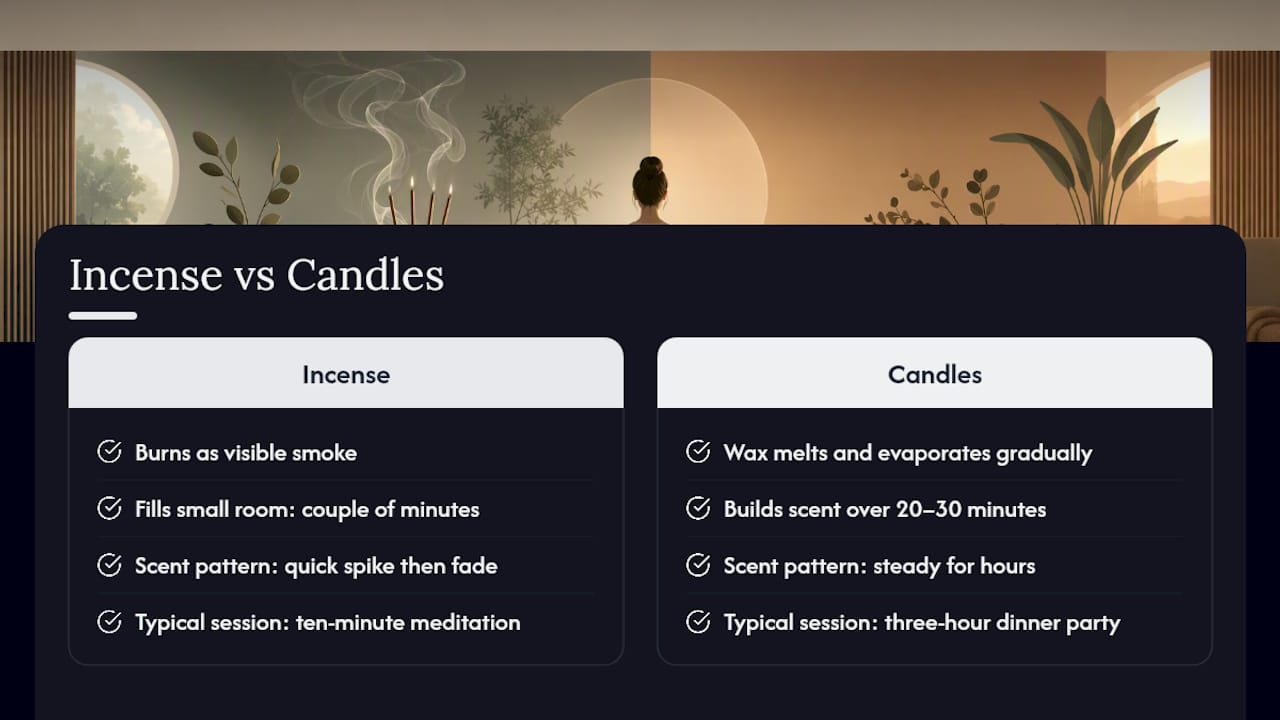 Incense and candle scent timing comparison