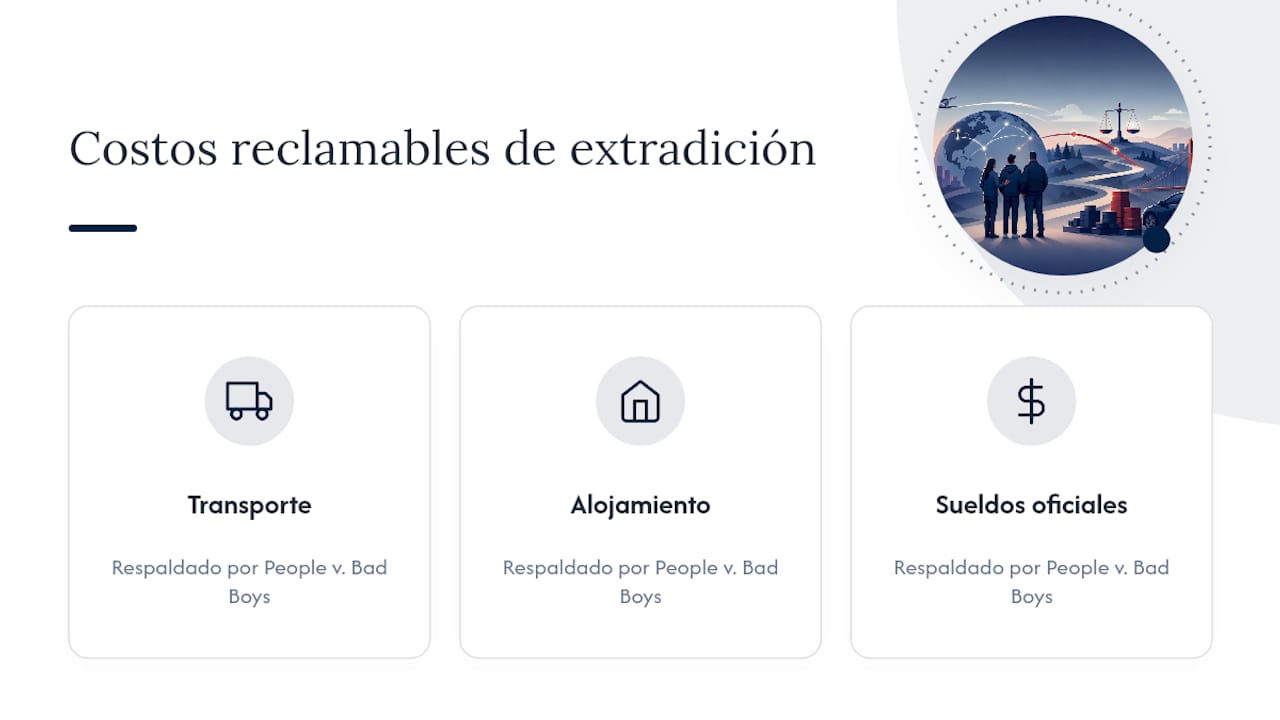 Tres costos recuperables en procesos de extradición