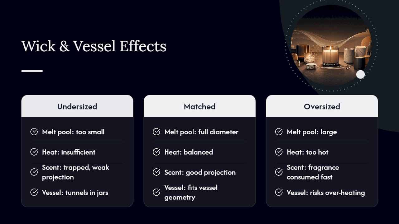 Wick size and vessel geometry effects