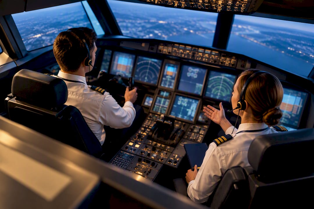 Crew conducting LOE evaluation in simulator
