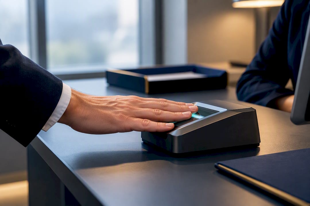 Pilot candidate completing fingerprint enrollment