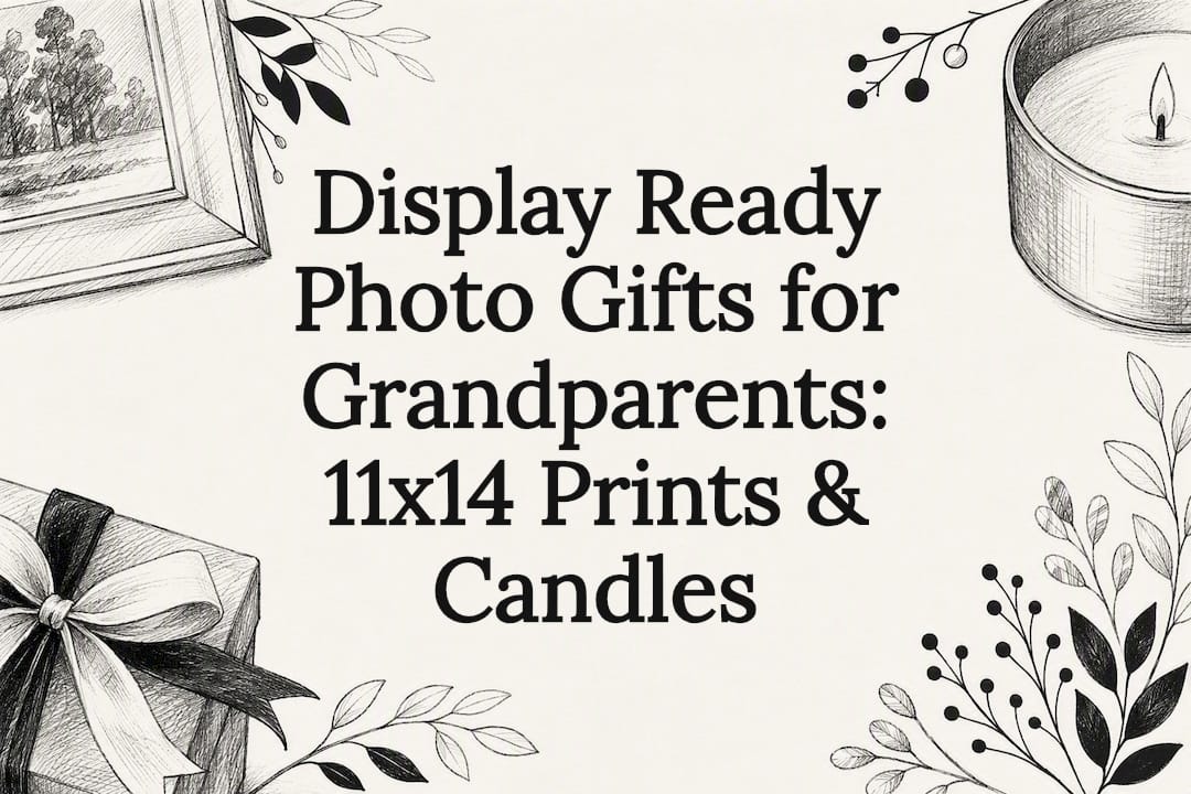 Decorative photo gifts title card illustration