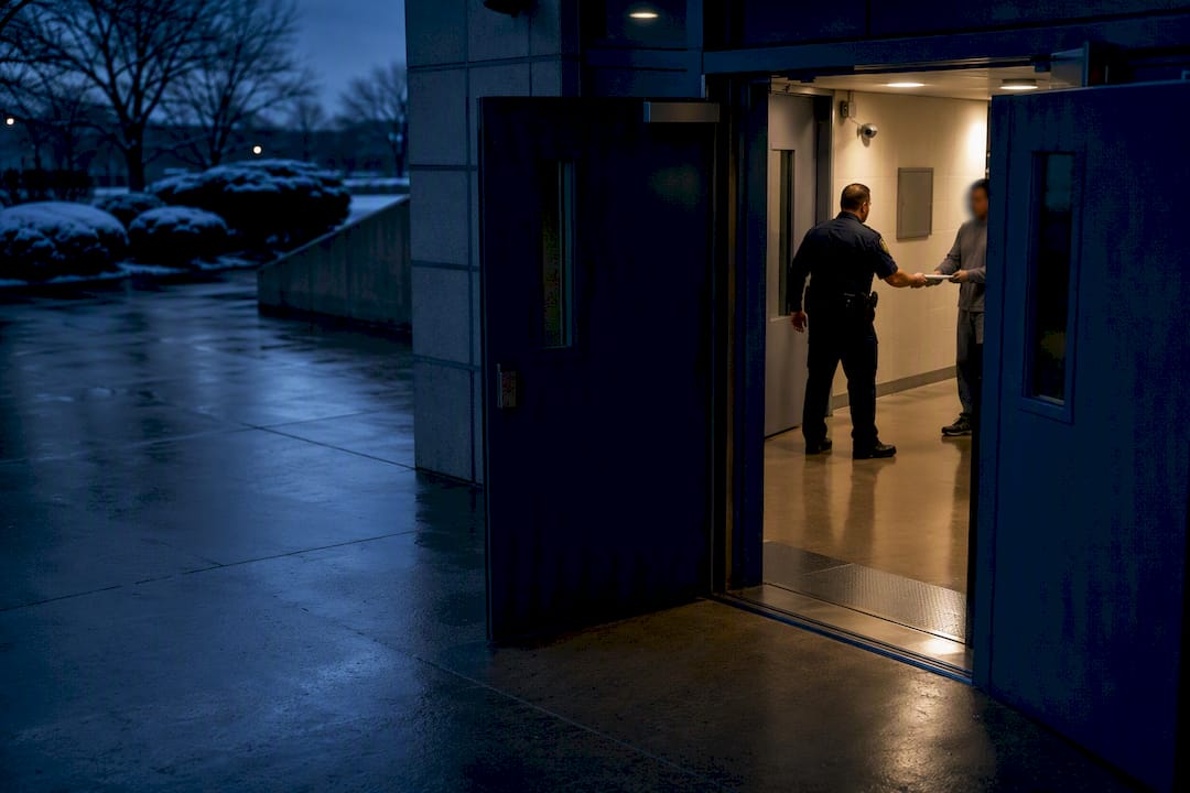 County jail release entrance on holiday