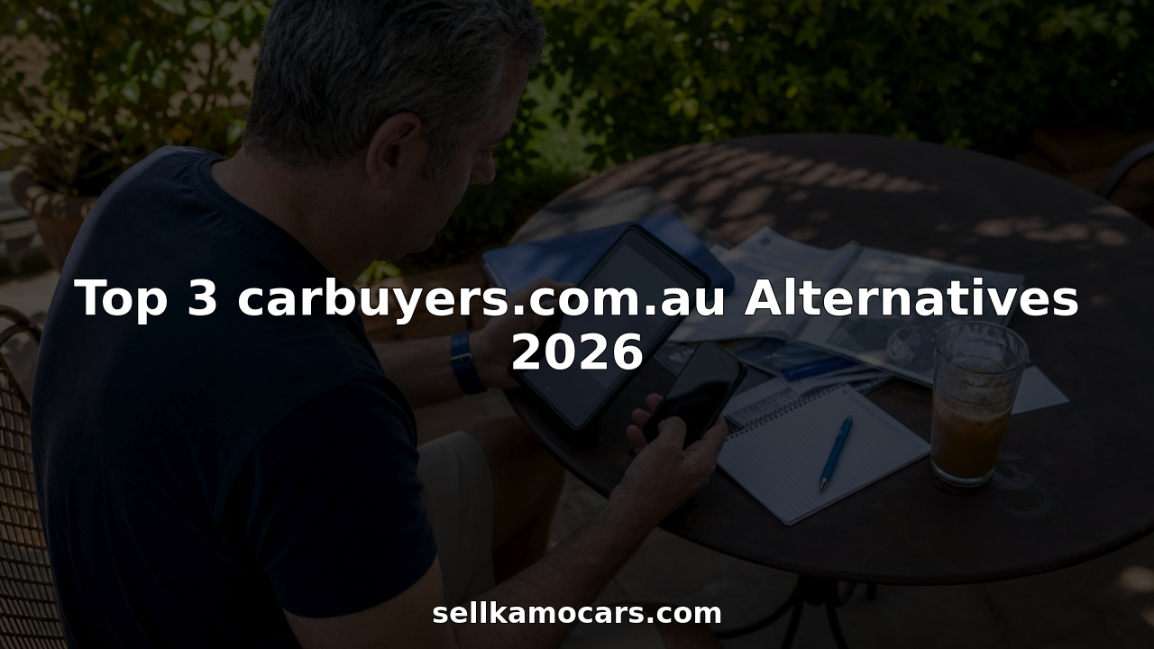 Man comparing online car selling offers at kitchen table