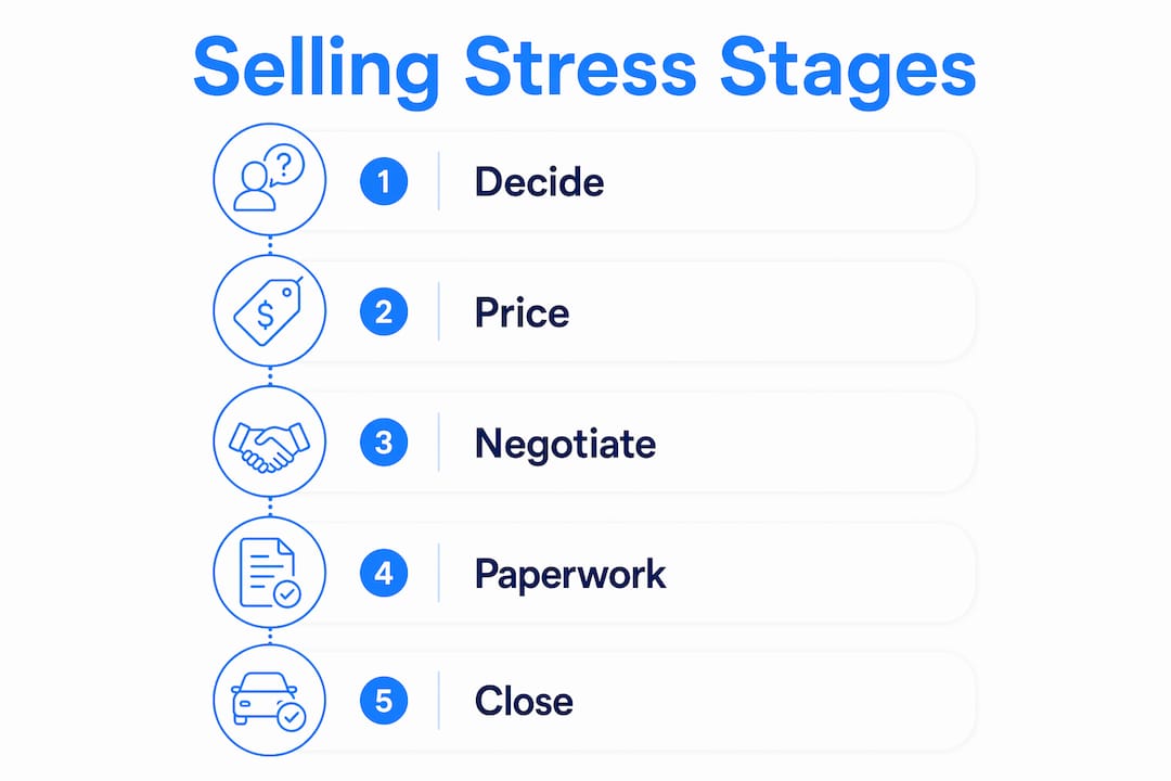 Infographic illustrating stages of vehicle selling stress