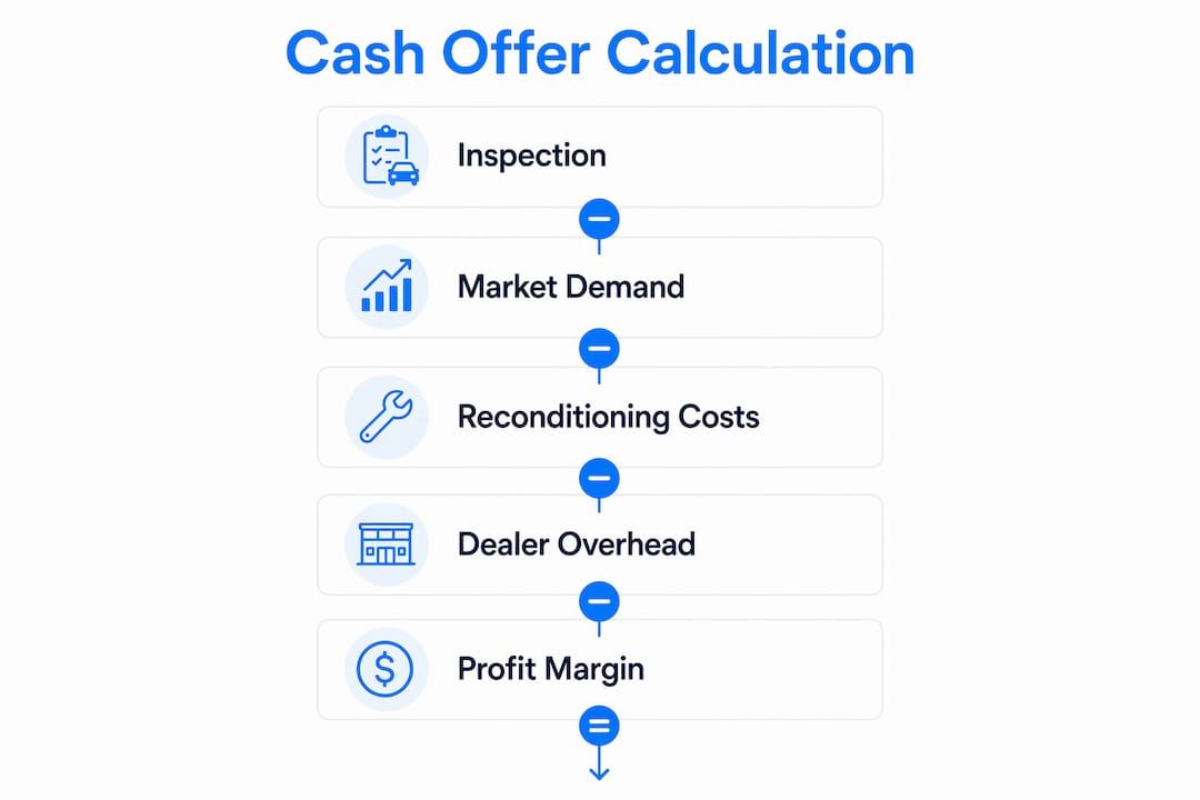 Infographic showing cash offer calculation steps