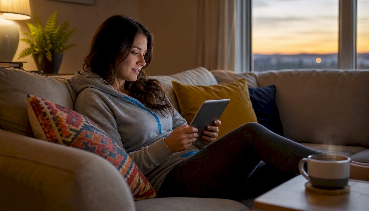 Woman checking messages for private car sale