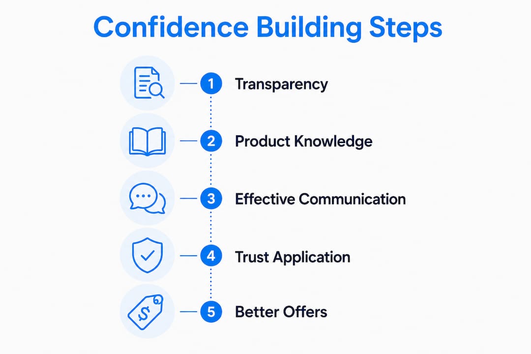 Infographic showing steps to build car selling confidence