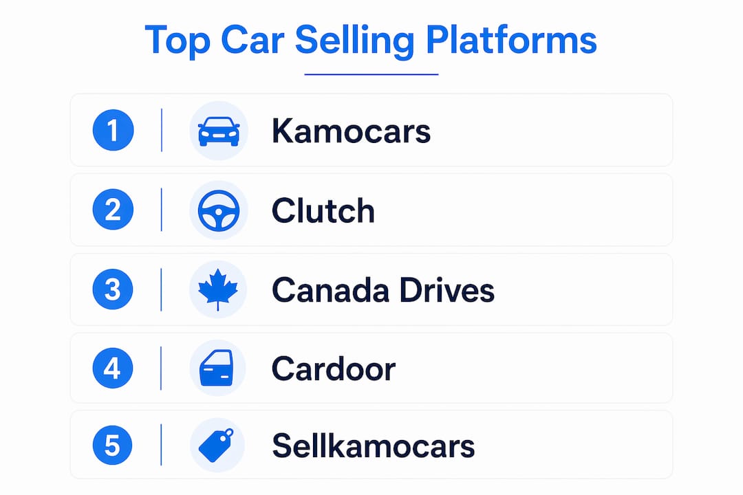 Infographic showing ranked car selling platforms