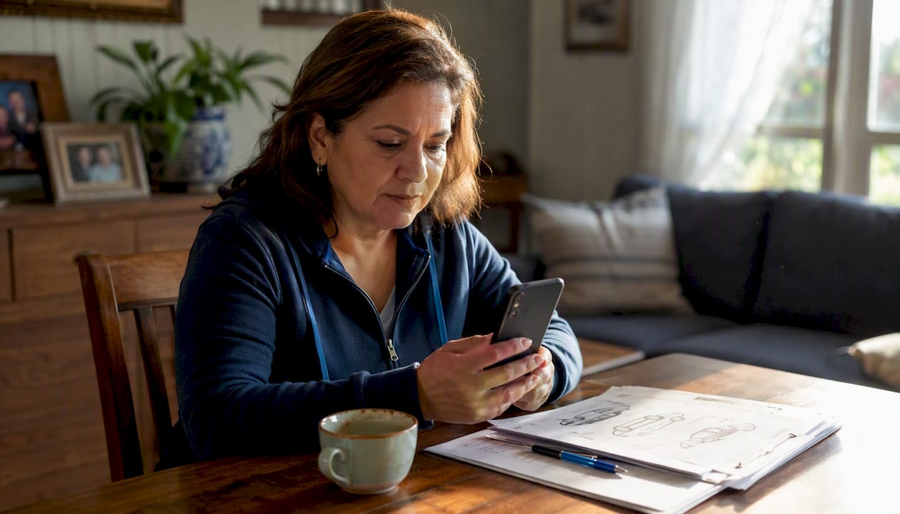 Hands browsing car marketplace on smartphone